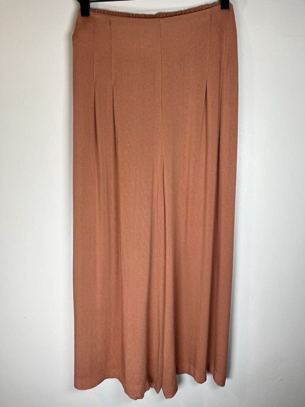 Free People Wide Leg Cropped Elastic Waist Pants Size L Coral Boho Beachy Flowy